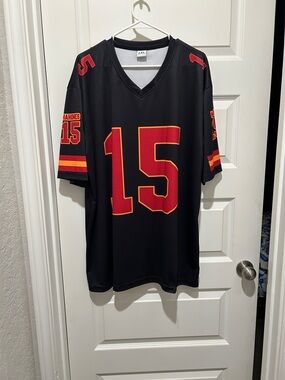 Men's Black Football Jersey with Red & Gold Accents - Size 2XL